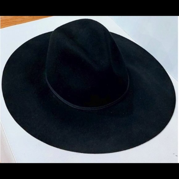 💋UBER GORGE!💋 Y2K BEBE 100% Wool Felt Wide Brimmed Fedora Hat in Black - Picture 5 of 10